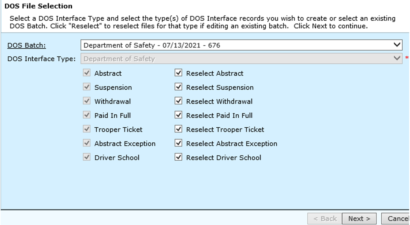 Department of Safety - Create DOS File