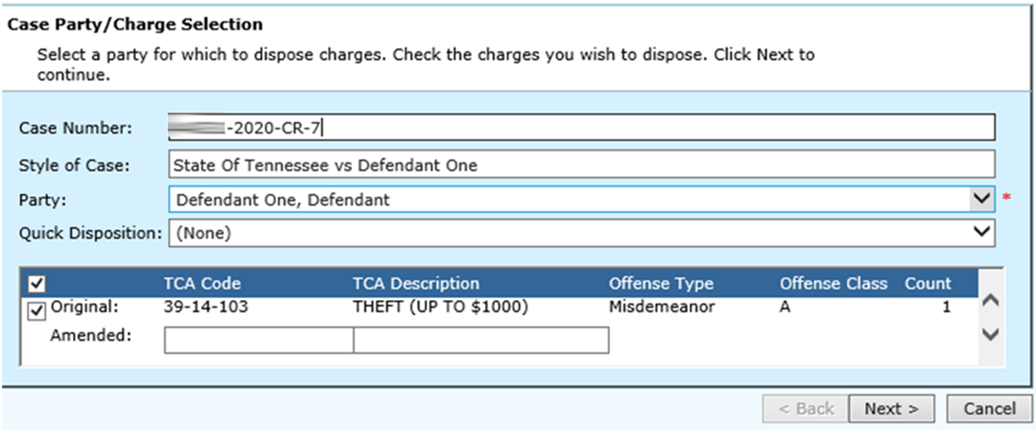 Check Disposition Dispose a Criminal Case